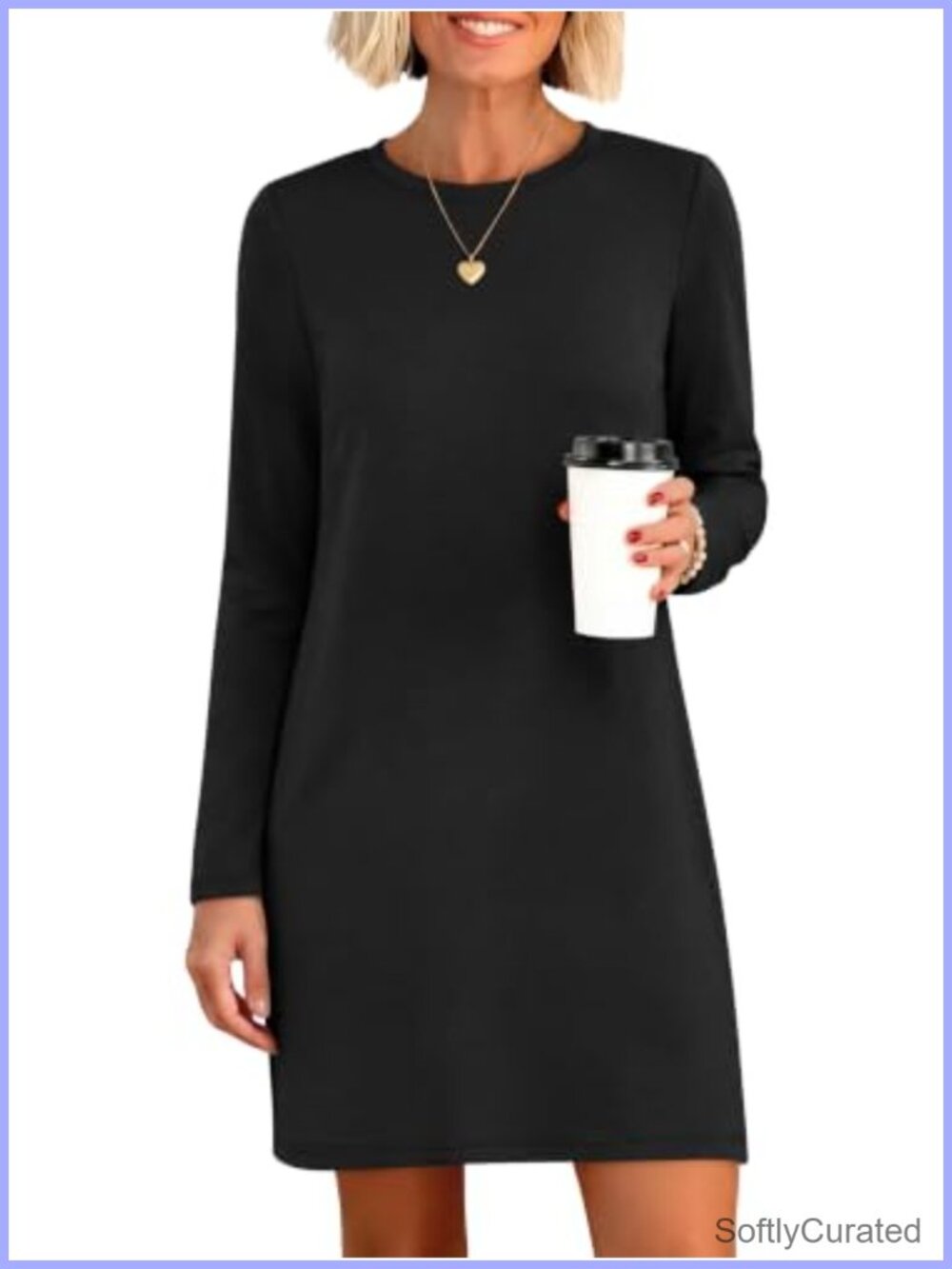 ANRABESS Womens Long Sleeve Mini T Shirt Dress Casual Fall Pullover